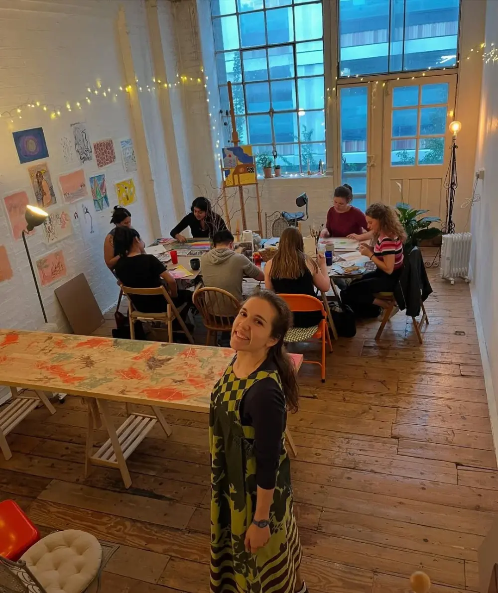 Guests creating together at Imperfect Art Angel studio