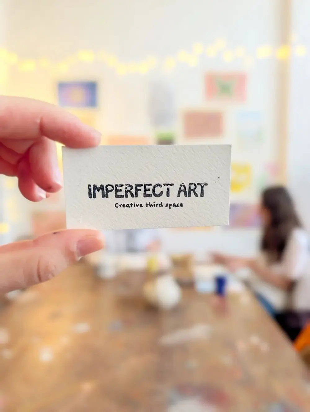 Imperfect Art business card in the studio
