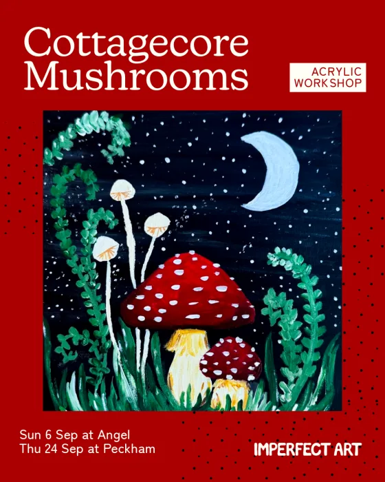 Poster for Acrylic Painting: Cosy Cottagecore Mushrooms